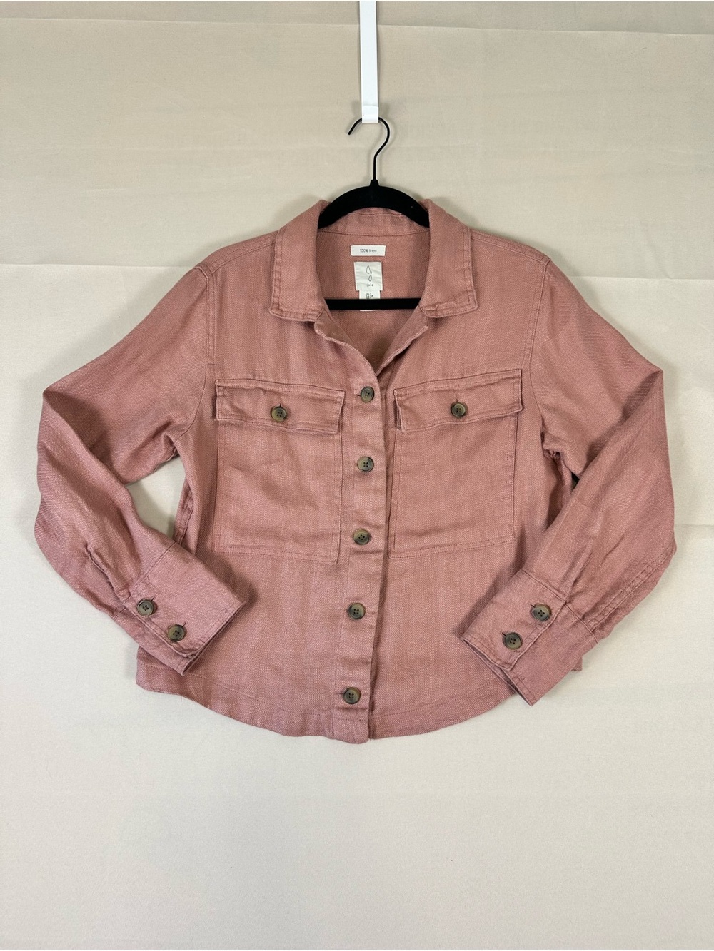Joie 100% Linen Shirt Jacket Dusty Rose Button Front Small 4/6